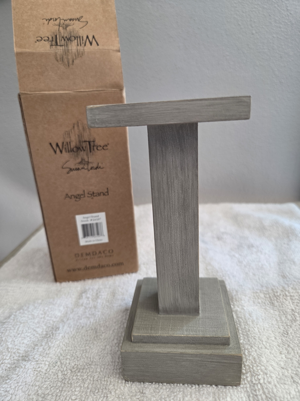Willow Tree Gray Wood Angel Display Stand